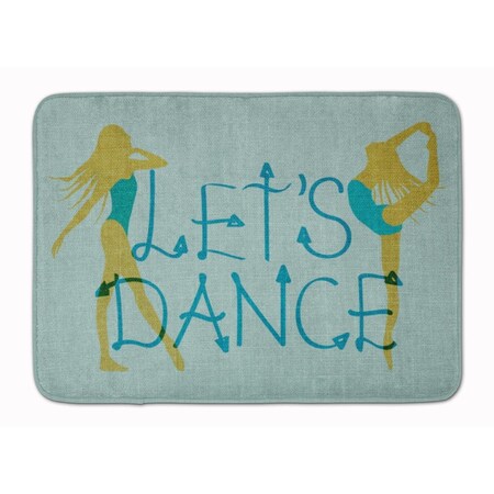 Carolines Treasures Lets Dance Linen Teal Machine Washable Memory Foam Mat BB5374RUG